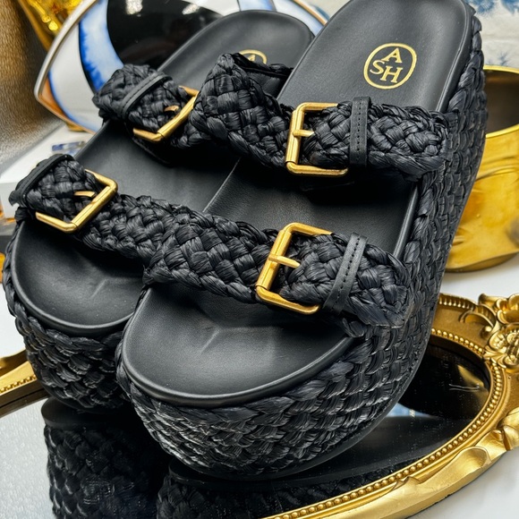 🆕 ASH 🧿 NWOT Black Ziggy Woven Platform Sandals, Sz 38 - Picture 13 of 16